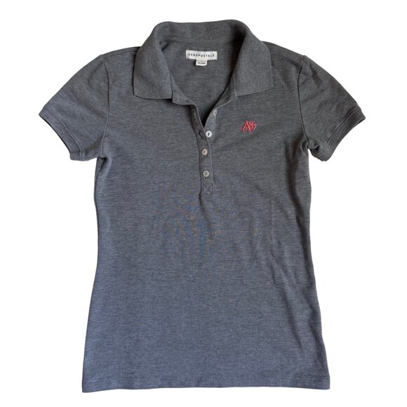 Aeropostale Women's Medium Heather Grey A87 Piqué Polo - Size Small - Picture 1 of 13